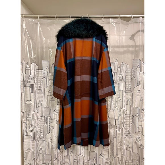 Brand new Tanya Taylor thin wool coat with real silver fox fur - Picture 2 of 5